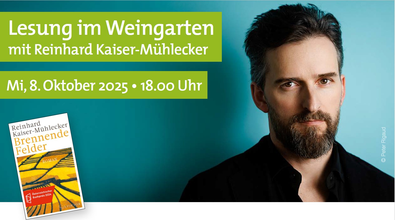 Lesung im Weingarten mit Reinhard Kaiser-Mühlecker, 08. Oktober 2025, 18.00 Uhr