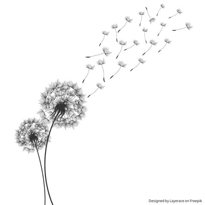 Hans Kudlich Prize Hans-Kudlich-Preis. Pusteblume schwarz auf weißem Hintergrund. Designed by Layerace on Freepik.